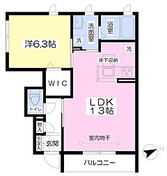 アンビション長沼Ａ 1階1LDKの間取り