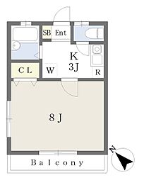 エスポワール本郷 1Kの間取図画像