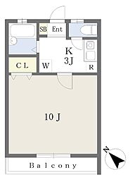 エスポワール本郷 1Kの間取図画像