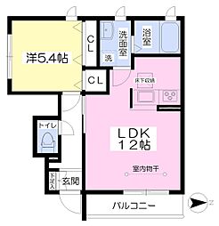 アンビション長沼D棟 1LDKの間取図画像