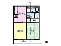 ホワイトリバー本郷 2DKの間取図画像