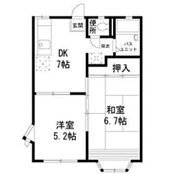 レプリントンハイツ 2DKの間取図画像