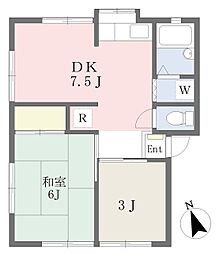 コーポ見原 2DKの間取図画像