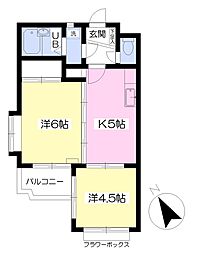 シティコスモ桜木 2Kの間取図画像