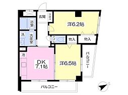 グランディア 2DKの間取図画像