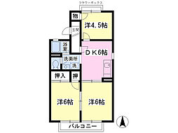 メゾンクレール弐番館 3DKの間取図画像