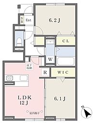 アビタシオン若葉B 2LDKの間取図画像