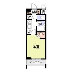 ヴィラロクロー 1Kの間取図画像