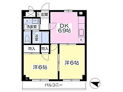 ラウラメゾン新宿 2DKの間取図画像