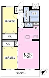 エスペランサ 2LDKの間取図画像