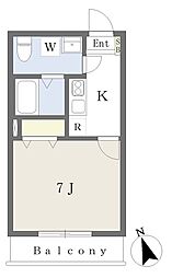 アセントY船橋 1Kの間取図画像