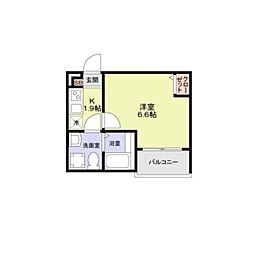 松戸市松戸アパート 1Kの間取図画像