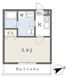 ナプラス船橋 1Kの間取図画像