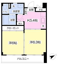 貝塚ハイム 2Kの間取図画像