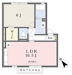 ヴィラーソ 1LDKの間取図画像