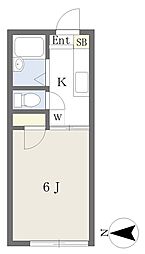 すずらんハイツ 1Kの間取図画像