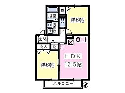 パークハイムマルサンD 2LDKの間取図画像