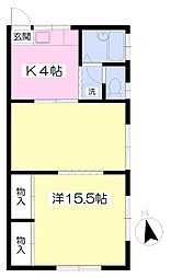 小野ハイツ 1Kの間取図画像