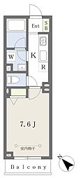 モンブランII 1Kの間取図画像