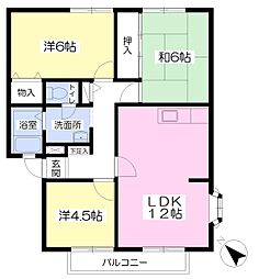 サンビレッジ市原ルミエールB 3LDKの間取図画像