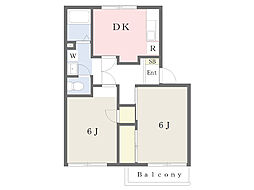 コーポ丘 2DKの間取図画像