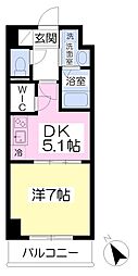 クオリア新鎌ヶ谷 1DKの間取図画像
