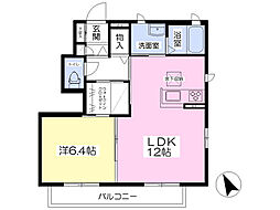 デュオ・ミナミB 1LDKの間取図画像