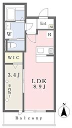 カーサリッツ平和台 1LDKの間取図画像