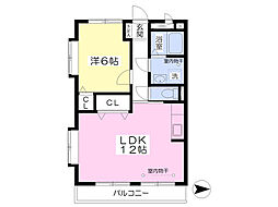 第3中山マンションA棟 1LDKの間取図画像