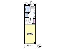 パルコート新松戸 1Kの間取図画像