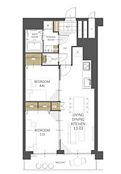 マンション第八松戸 2LDKの間取図画像