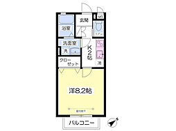 アウルコート 1Kの間取図画像