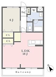 ディアパル 1LDKの間取図画像