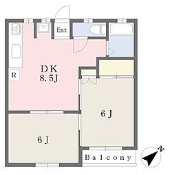 シャトンハイツ 2DKの間取図画像