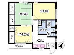 インクリース増田 3Kの間取図画像