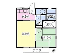 ドエルカマエ 1階2Kの間取り