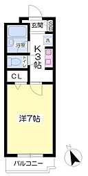 ヴィブレ及川 1Kの間取図画像