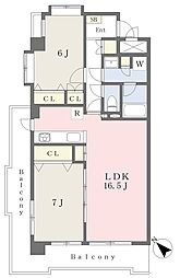 ヴァレッタ 2LDKの間取図画像