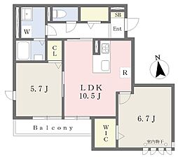 GRACE COURT YAWATA 2LDKの間取図画像