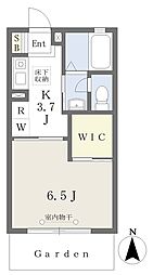 グリーンクレール 1Kの間取図画像