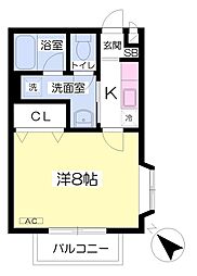 ミニヨン 1Kの間取図画像