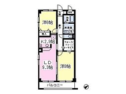 アムールトミー 2LDKの間取図画像