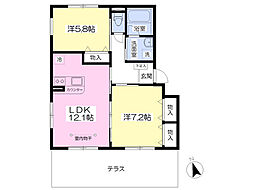 マンションばうA棟 2LDKの間取図画像