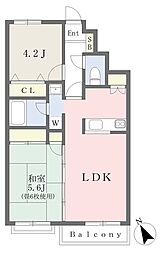 サンバード・ヴィラ 2LDKの間取図画像