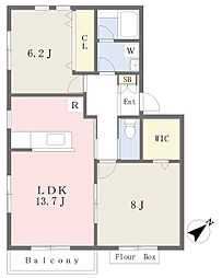 ヴィレッジハウス 2LDKの間取図画像