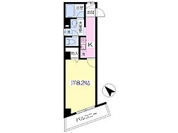プランドール 1Kの間取図画像