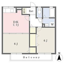 エトワール 2DKの間取図画像