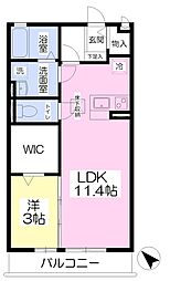 カリエンテ28 1LDKの間取図画像