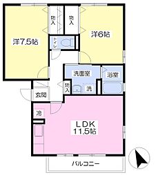 ラカーサカリエンテ 2LDKの間取図画像