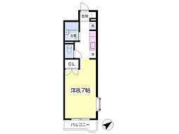 ハイツはやしや2 ワンルームの間取図画像